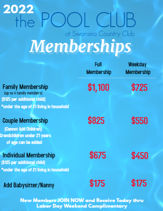 2022 pool club membership banner